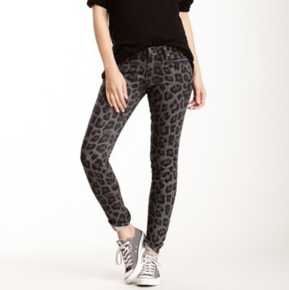 Mother Leopard Print 'The Looker' Skinny Jeans